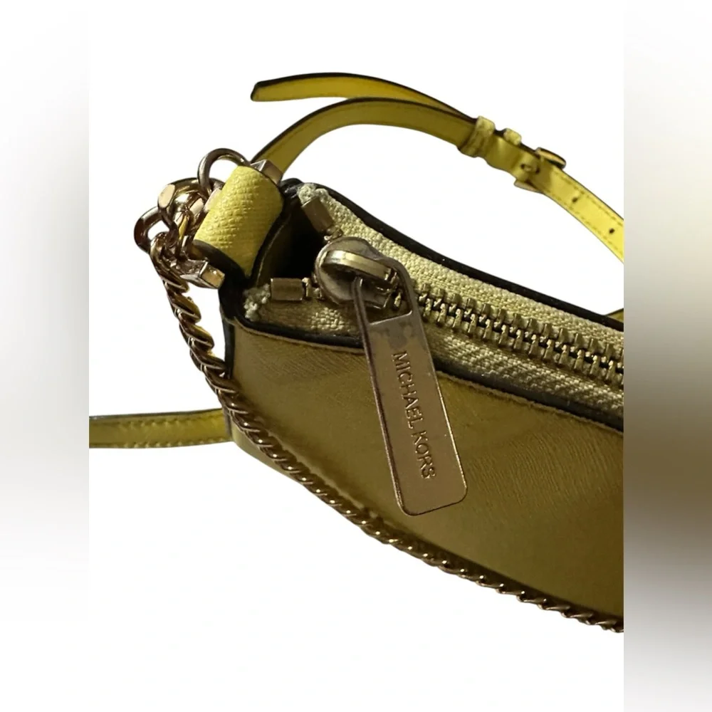 Michael Kors Lemon Yellow Leather Crossbody with Chain Detail
